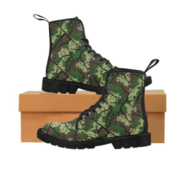 Men's Lace Up Canvas Boots (Model1203H)(Black) Thumbnail